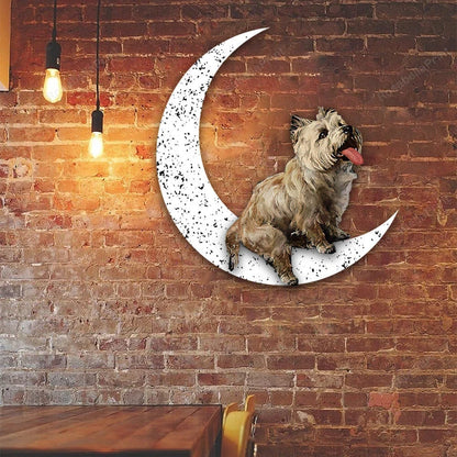 Dog Metal Sign Cairn Terrier Sit On The Moon Dog Wall Sign Gift for Dog Lover - 8 inches - metal sign