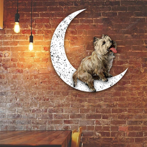 Dog Metal Sign Cairn Terrier Sit On The Moon Dog Wall Sign Gift for Dog Lover - 8 inches - metal sign