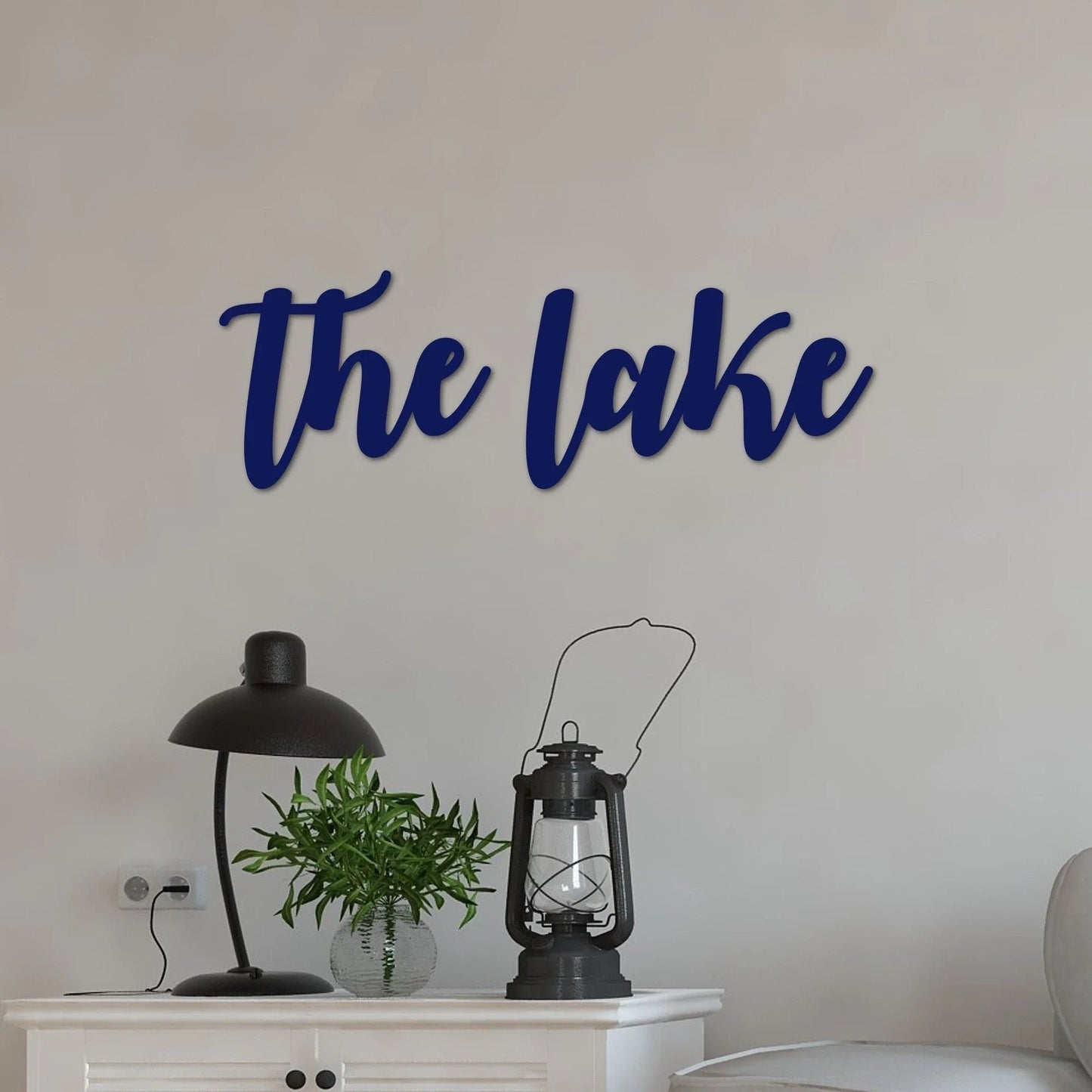 The Lake Sign Metal Lake Sign Lake House Decor Metal Word Art Steel Script Words For The Wall Entryway Sign Lake Gifts - 8 inches - metal sign