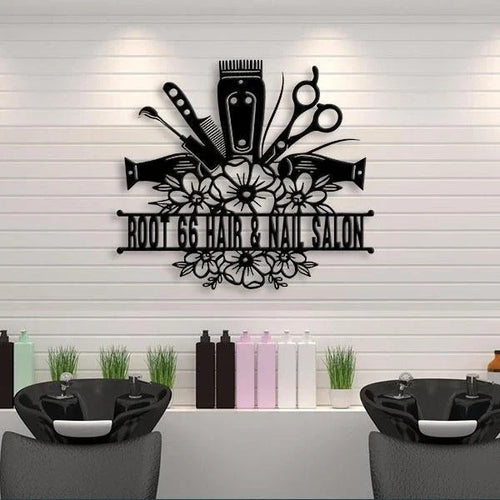 Hair And Nail Salon Cut Metal Sign - 8 inches - metal sign