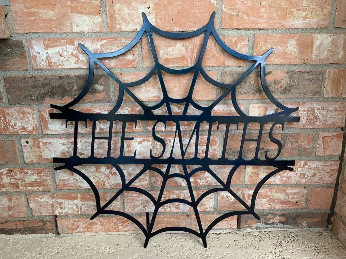 Halloween Spiderweb Cut Metal Sign Wall Decor Metal Sign Metal Art - 8 inches - metal sign