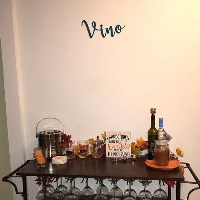 Metal Vino Sign Wine Kitchen Decor Vino Word Art For The Wall French Kitchen Decor Wine Home Bar Sign - 8 inches - metal sign