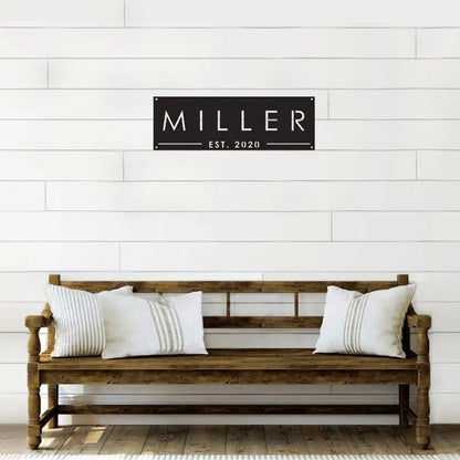 Family Name Est Metal Sign - 8 inches - metal sign