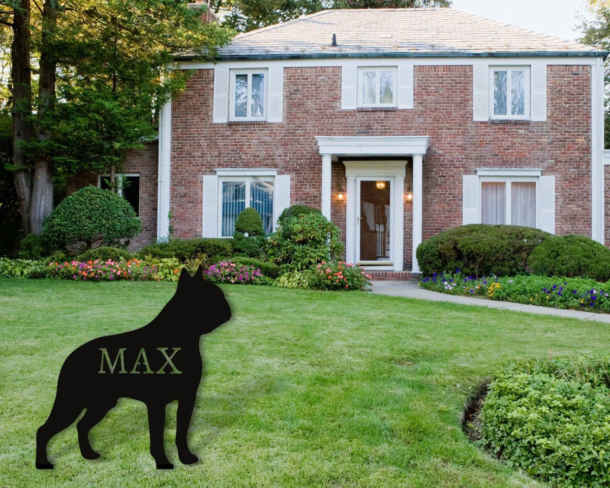 Boston Terrier Dog Sign Front Yard Dog Sign Front Yard Sign Boston Terrier Dog Metal Sign Dog Sign Dog Lover Sign Pet Owner Gift - 8 inches - metal sign