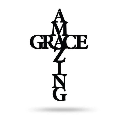 Amazing Grace Cross Cut Metal Sign Metal House Sign - 8 inches - metal sign