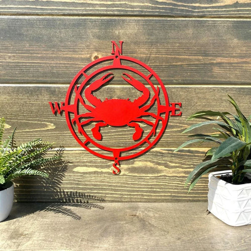 Crab Compass Wall Decor Cut Metal Sign Metal House Sign - 8 inches - metal sign