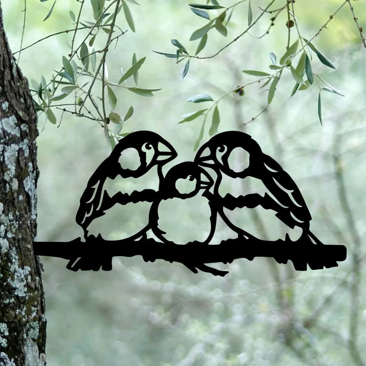 Bird Family Metal Art Garden Signs Cut Metal Sign Metal House Sign - 8 inches - metal sign
