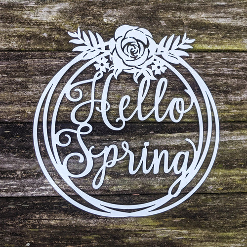 Hello Spring Sign Seasonal Wall Decor - 8 inches - metal sign