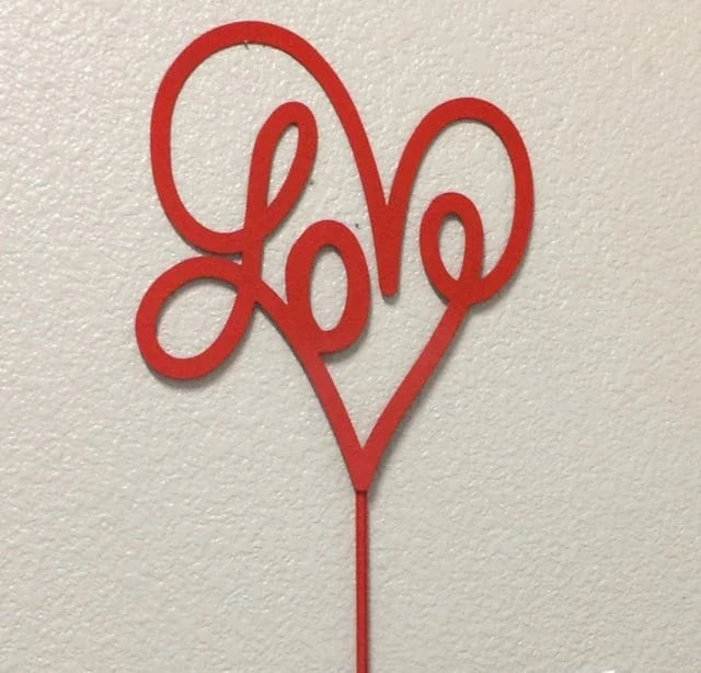 Valentines Day Decoration Plasma Cut Metal Heart With Love Metal Sign Cut Metal Sign Wall Metal Sign - 8 inches - metal sign