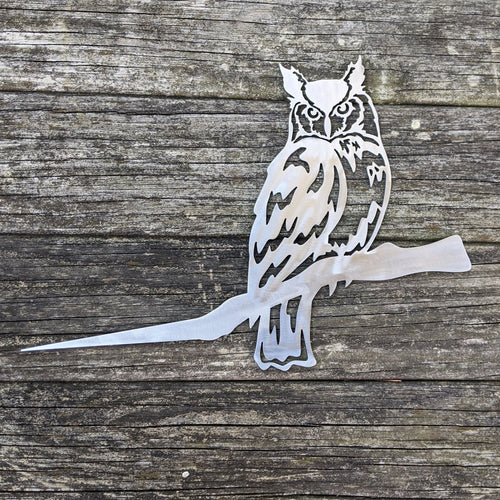 Owl Metal Tree Sign Steel Owl Silhouette Hammer In Metal Tree Owl Raw Steel Or Black Powdercoat Indoor Or Outdoor Gift For Bird Lovers - 8 inches - metal sign