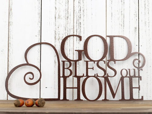 God Bless Our Home Metal Sign God Bless Heart Wall Hanging Metal Wall Decor Religious Decor Home Sign Sign - 8 inches - metal sign