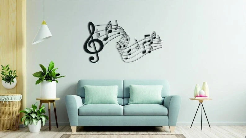 Music Stave Metal Art Metal wall decor Music time Music notes wall art Music house decoration Music lovers gift - 8 inches - metal sign