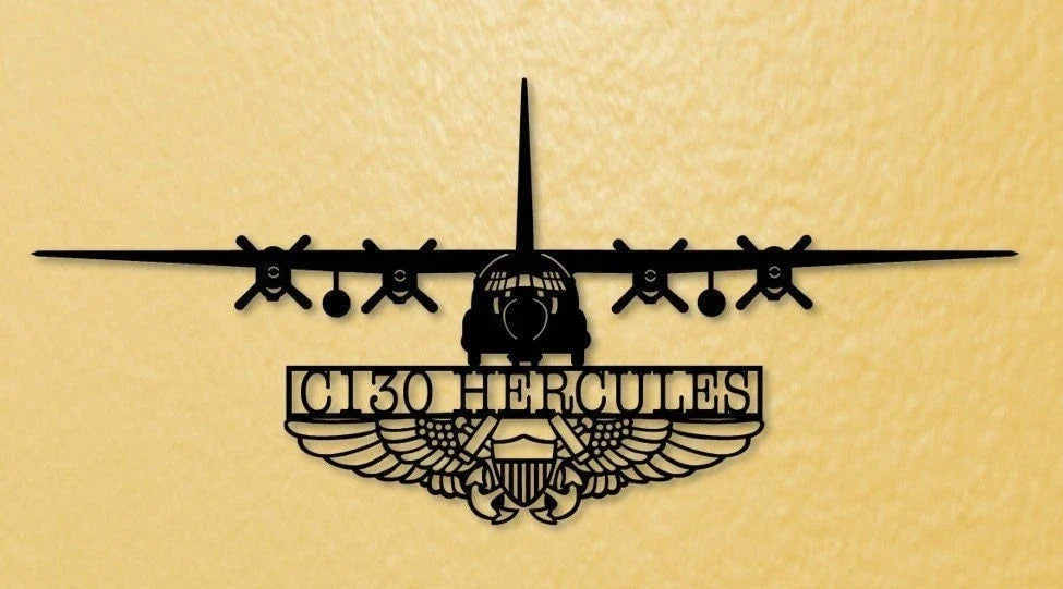 C130 Hercules Aircraft With Nfo Wings (naval Flight Officer) Metal Sign Cut Metal Sign Wall Decor - 8 inches - metal sign