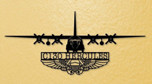 C130 Hercules Aircraft With Nfo Wings (naval Flight Officer) Metal Sign Cut Metal Sign Wall Decor - 8 inches - metal sign
