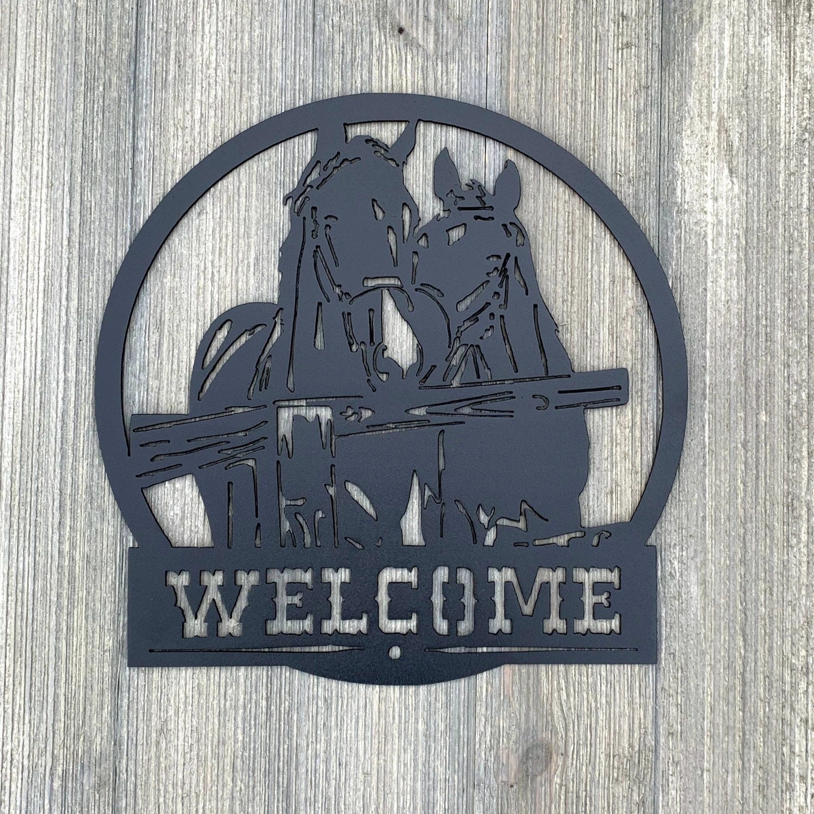 Horse Welcome Metal Sign Cutout Cut Metal Sign Wall Metal Art - 8 inches - metal sign