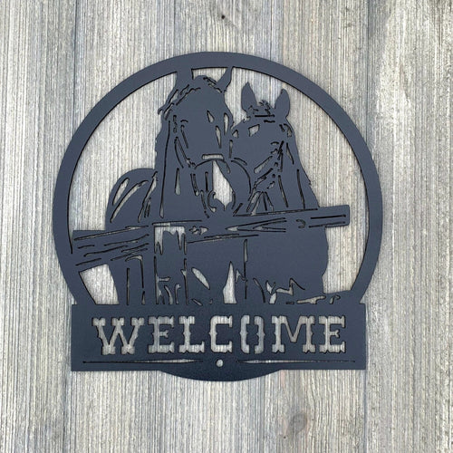 Horse Welcome Metal Sign Cutout Cut Metal Sign Wall Metal Art - 8 inches - metal sign