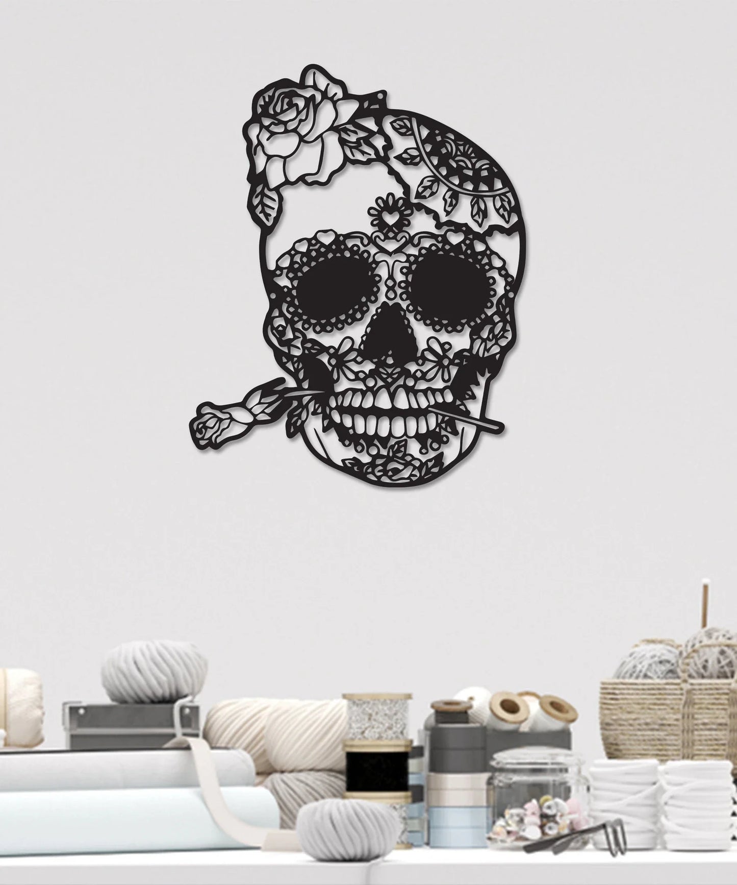Floral Skull Sign For Home Skull Signs Mandala Skull Metal Sign Housewarming Gift House Decor Skull - 8 inches - metal sign