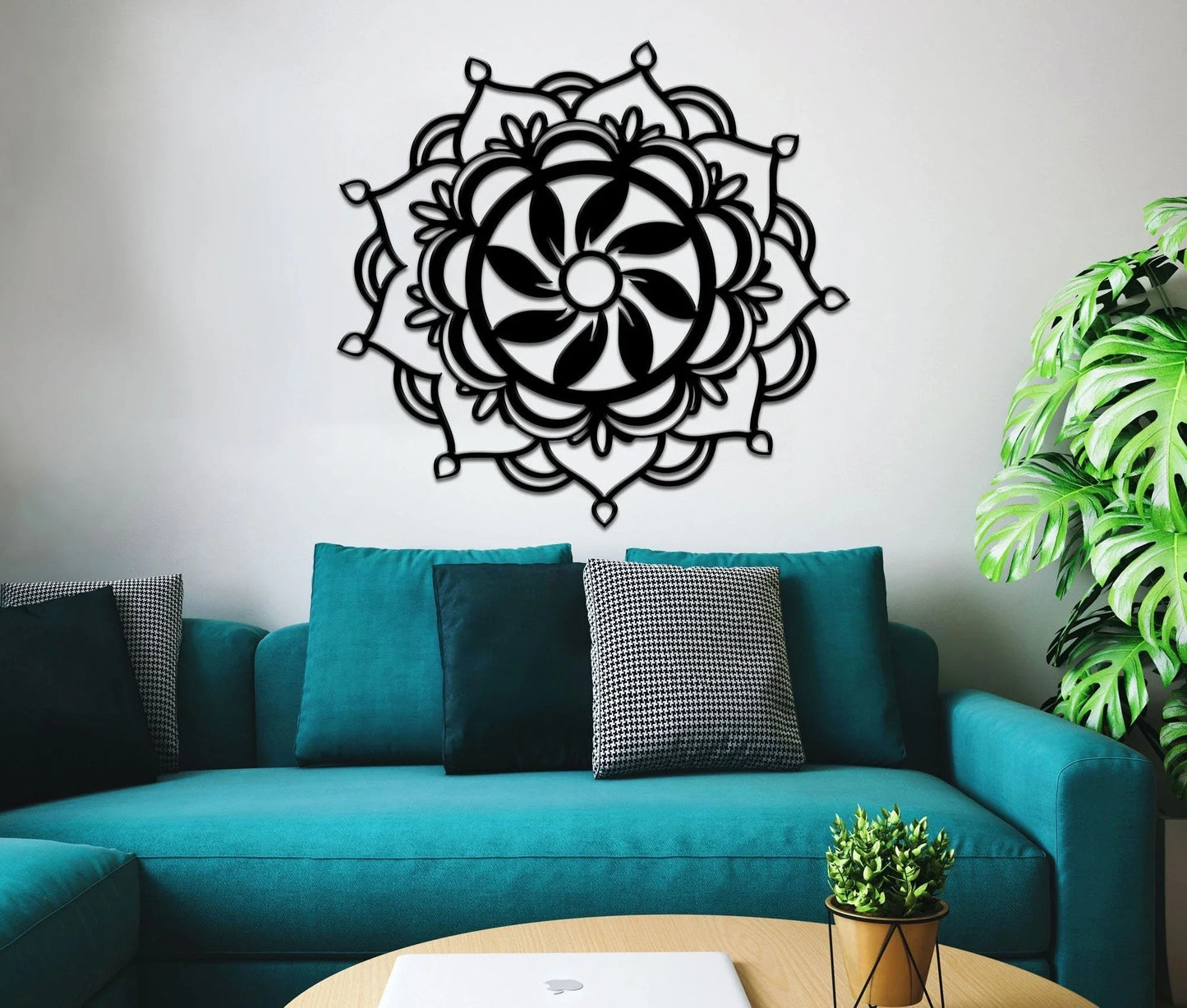 Mandala Lotus Metal Wall Decor Yoga Decor Metal Mandala Art Home Office Living Room Decoration Metal Mandala Decor - 8 inches - metal sign
