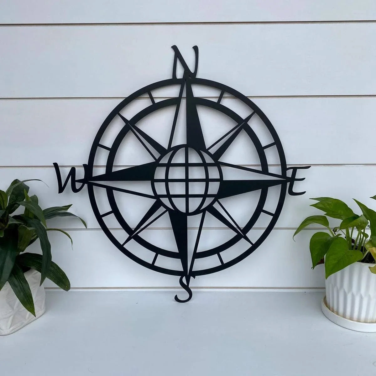 Nautical Compass Globe Metal Art Cut Metal Sign Metal House Sign - 8 inches - metal sign