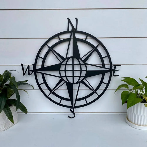 Nautical Compass Globe Metal Art Cut Metal Sign Metal House Sign - 8 inches - metal sign