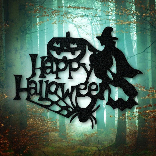 Happy Halloween Sign Metal Sign Haunted House Sign Scary Sign Spooky Sign - 8 inches - metal sign
