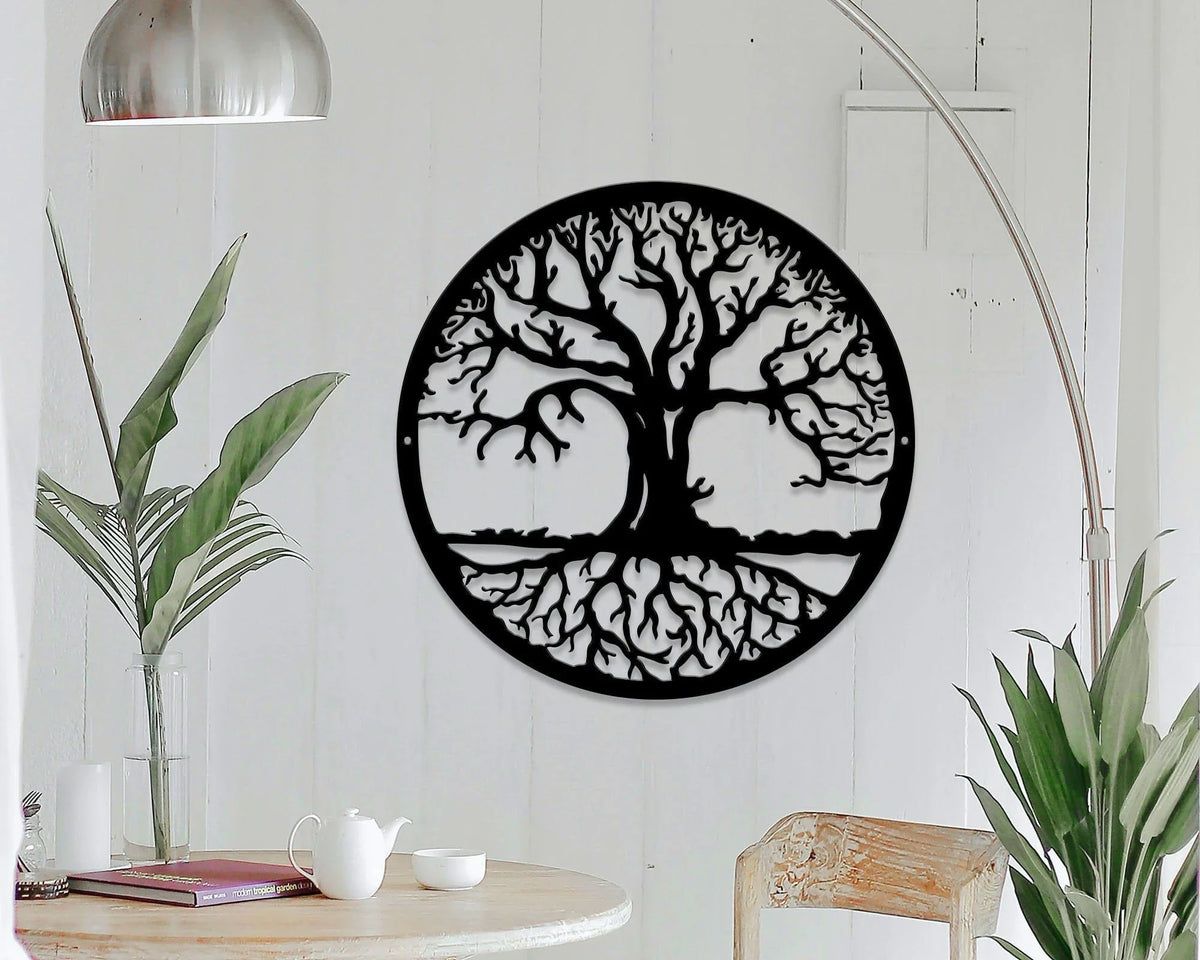 Tree Of Life Woodland Decor Rustic Decor Tree Of Life Wall Decor Round Tree Sign Metal ationoutdoor Family Tree Art - 8 inches - metal sign
