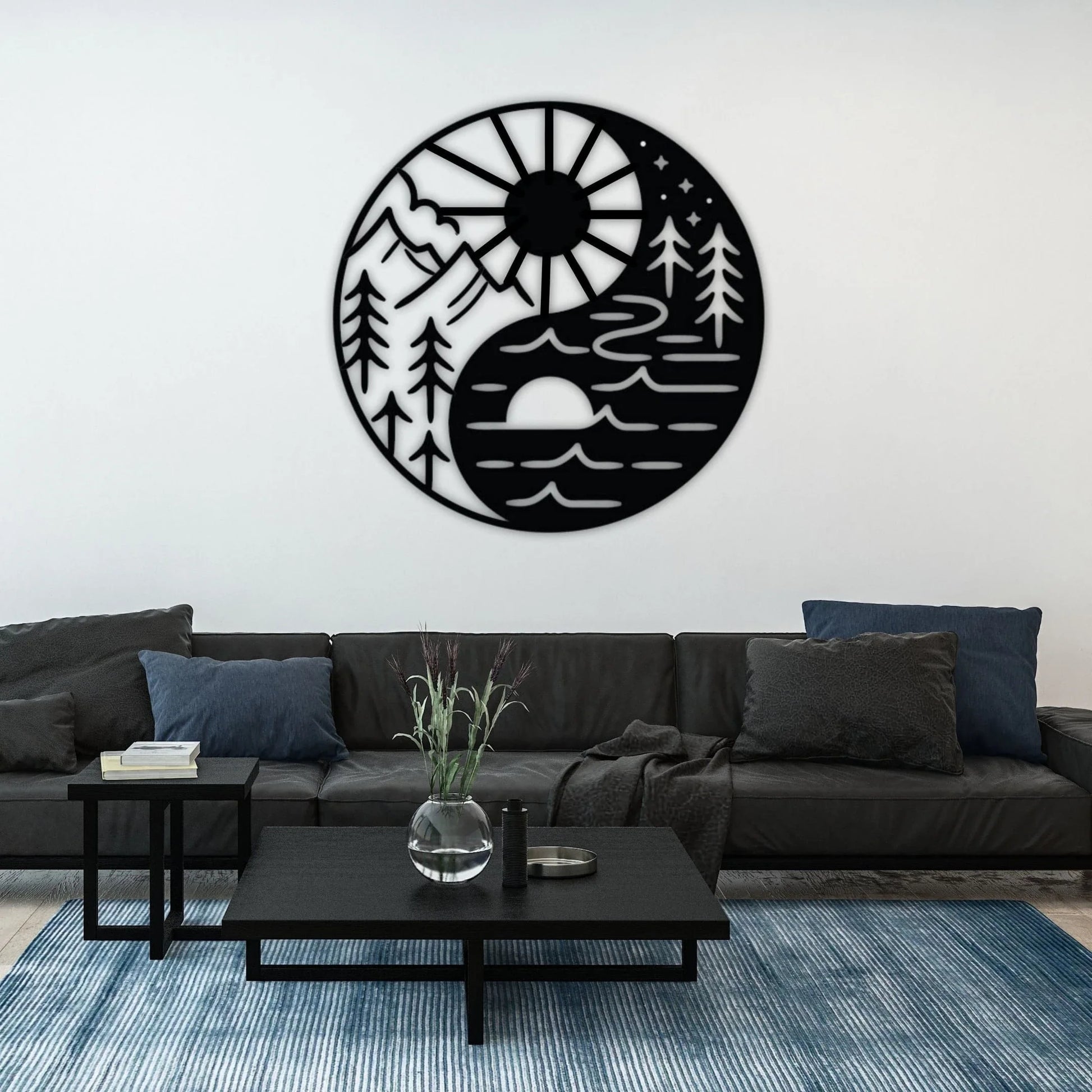 Yin Yang Sun & Moon Metal Wall Decor Housewarming Gift Office Decor Interior Design popular style Gift - metal sign