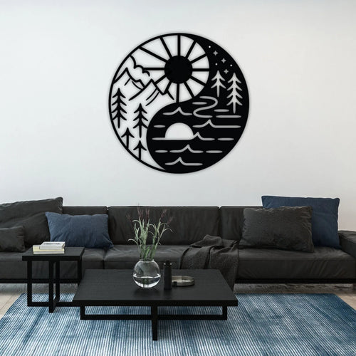 Yin Yang Sun & Moon Metal Wall Decor Housewarming Gift Office Decor Interior Design popular style Gift - metal sign