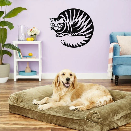 Metal Cat Art Geometric Cat Decor ation Wall Hangings Metal Sign Cat Lover Gift - 8 inches - metal sign