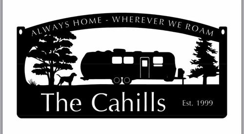 Metal Airstream Camper Sign With Dog And Camper Metal House Sign - 8 inches - metal sign