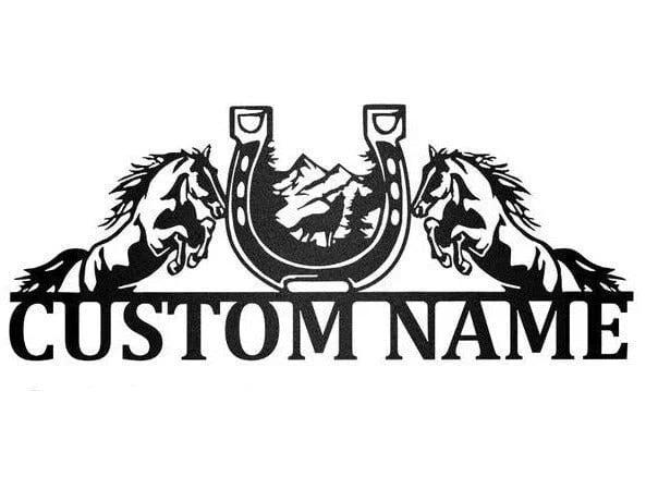 Metal Horse Sign With Name For Horse Riders And Lovers Cut Metal Sign - 8 inches - metal sign
