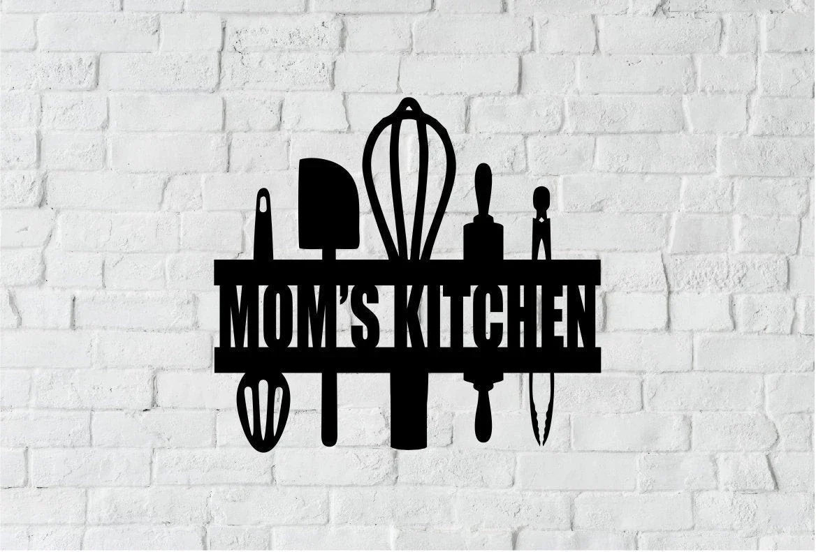 Moms Kitchen Steel Metal Art Cut Metal Sign - 8 inches - metal sign