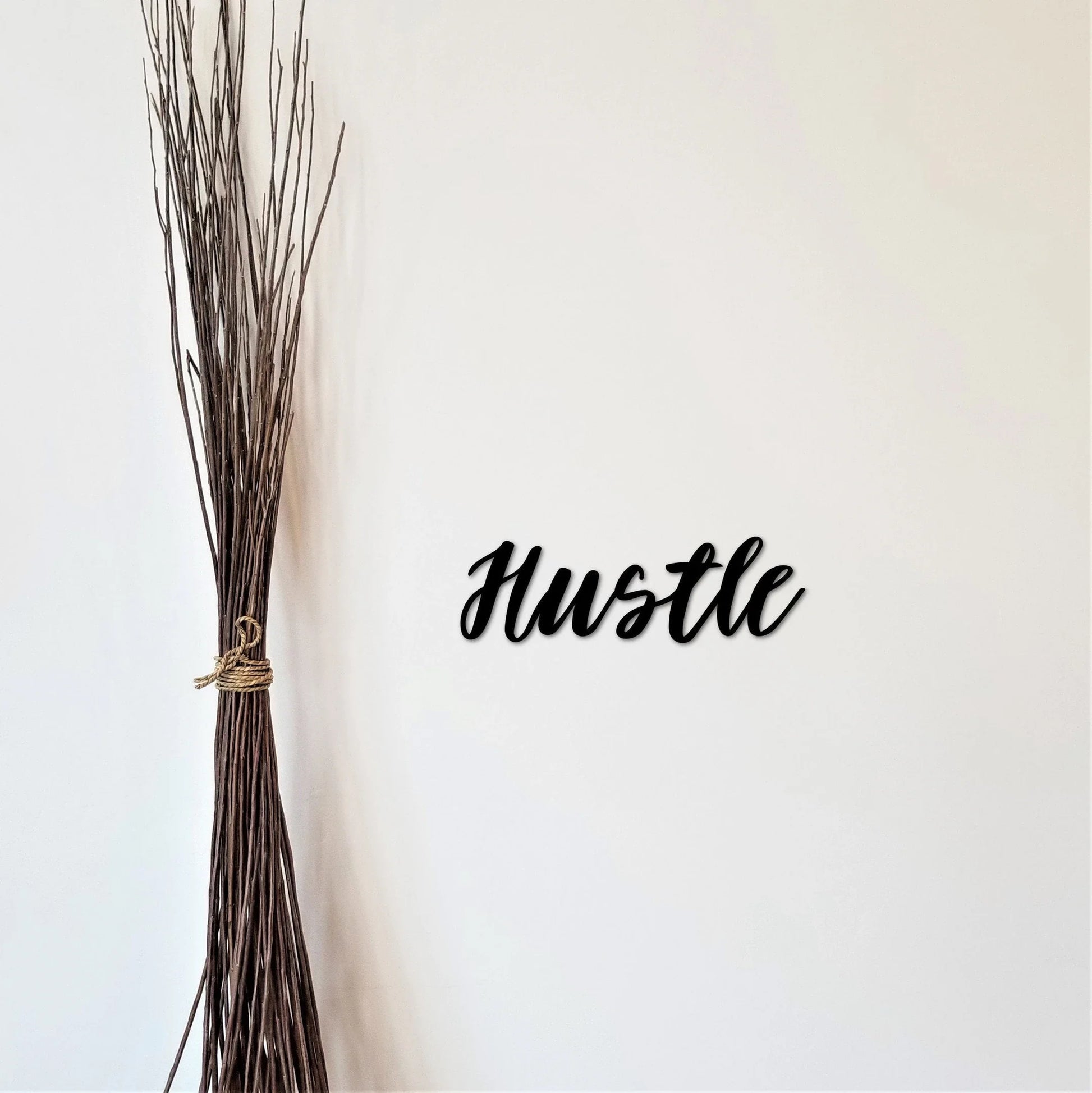 Hustle Word Sign Script Word For The Wall Hustle Entrepreneur Gift Office Sign Desk Accessories Gift Idea - 8 inches - metal sign