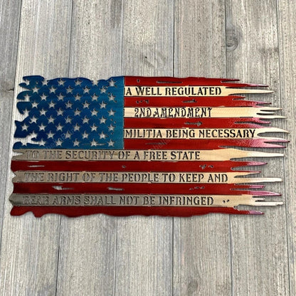 Second Amendment Distressed Flag Metal Sign American Flag Metal Sign - 8 inches - metal sign