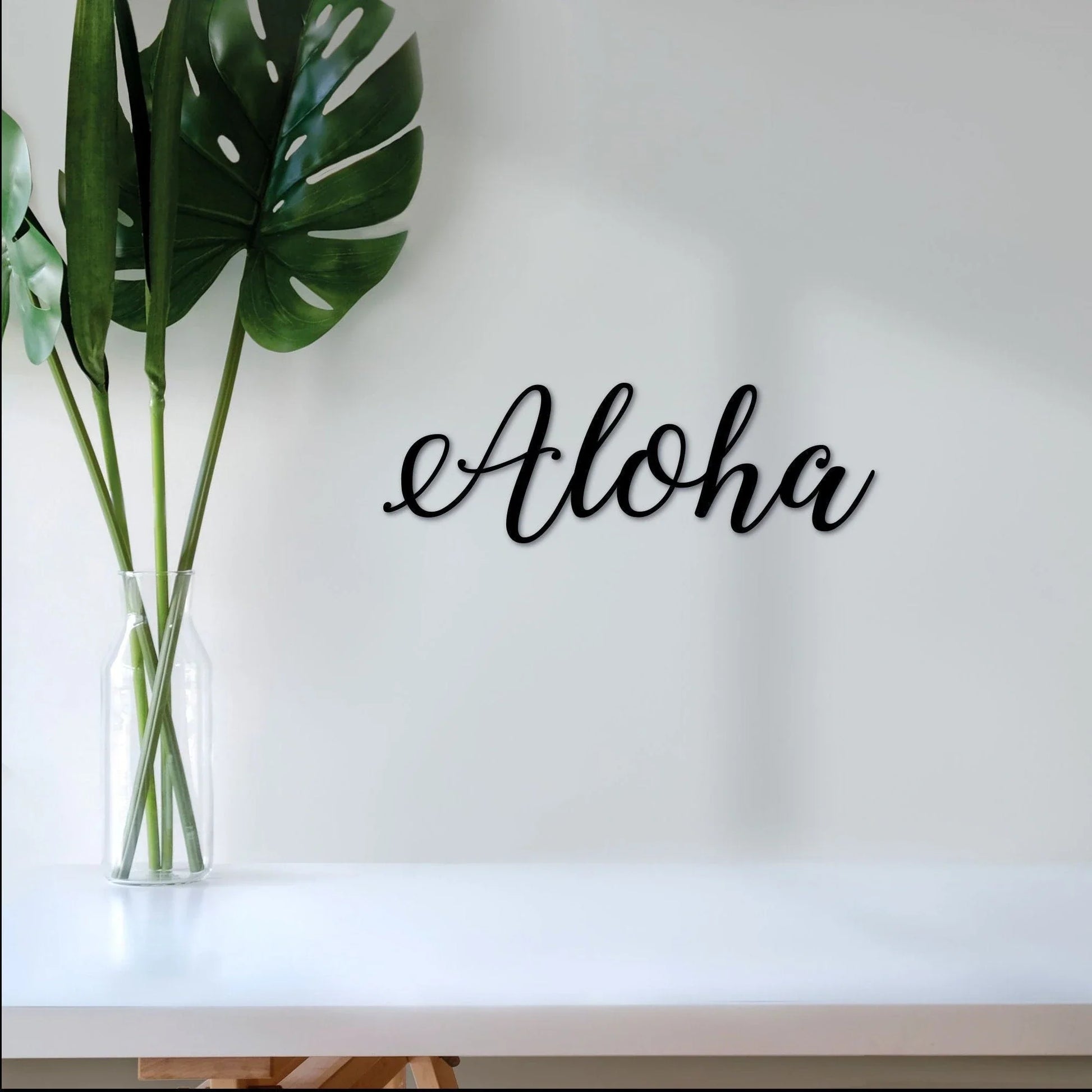 Aloha Sign Cursive Metal Wall Decor Aloha Decorations Aloha Gift Luau Sign Aloha Metal Sign Hawaiian Decor Script Metal Art - 8 inches - metal sign