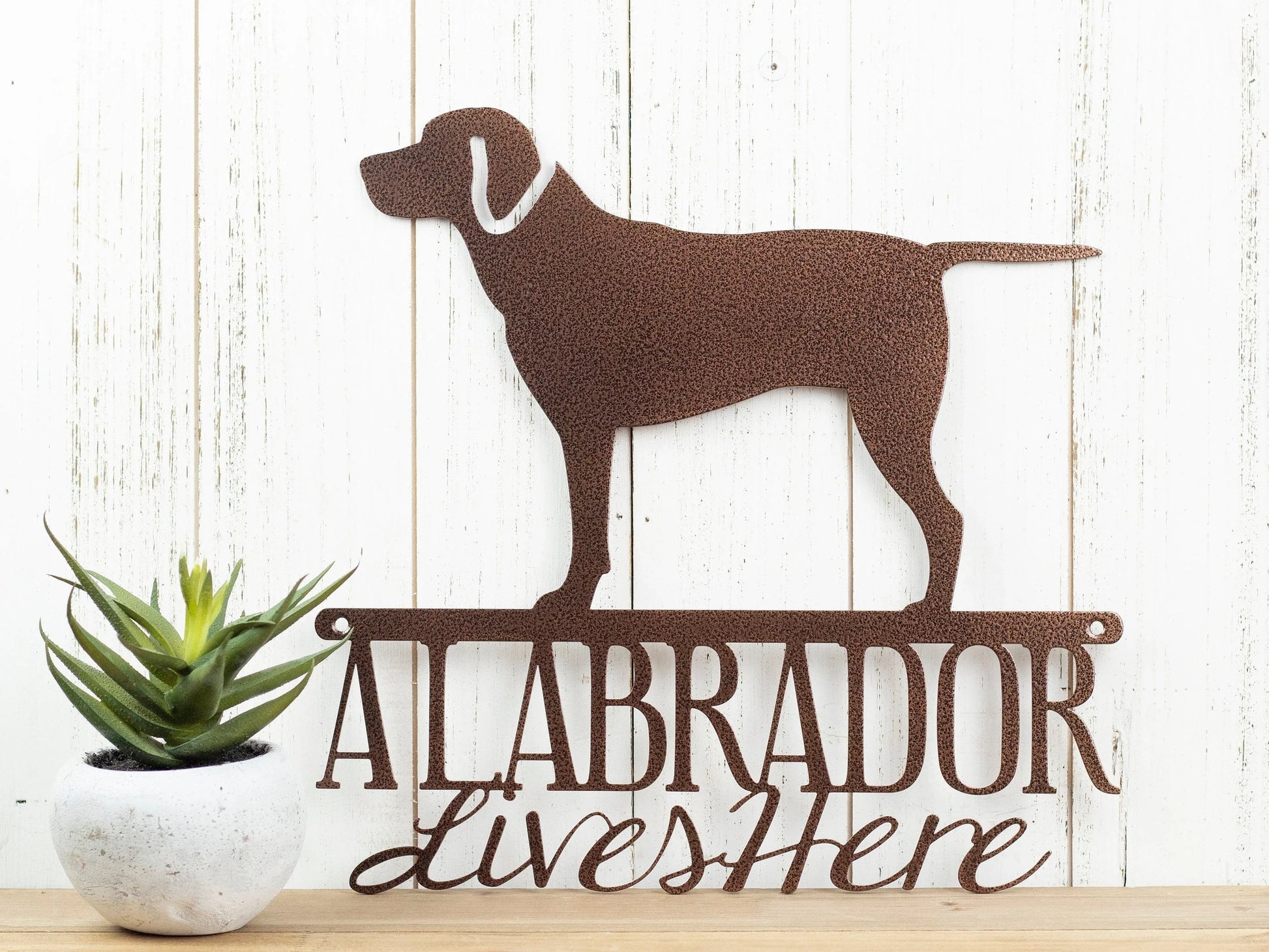 Labrador Lives Here Sign Metal Copper Laser Cut Labrador Retriever Dog Lab Labrador Art Labrador Decor - 8 inches - metal sign