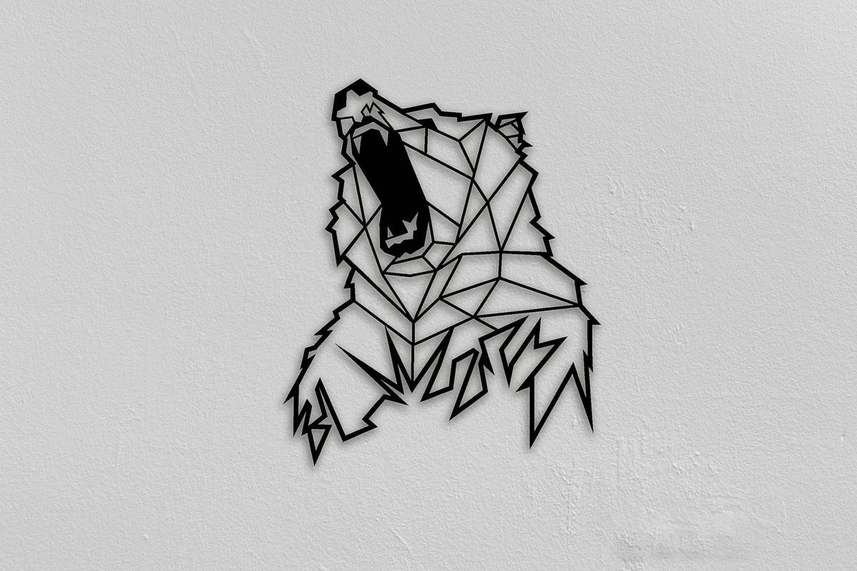 Grizzly Bear Animal Christmas Gifts Living Room Wall Decor Bedroom Wall Decor Metal Wall Hanging Gifts For Him - 8 inches - metal sign
