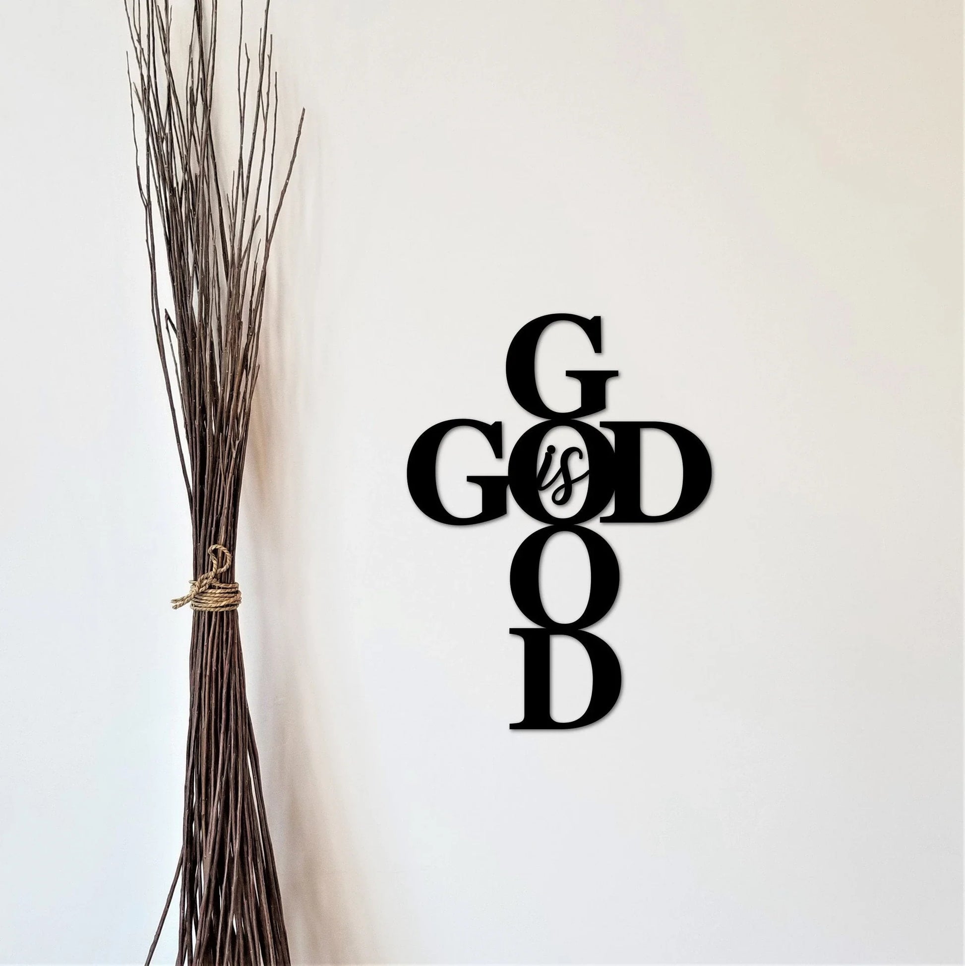 God Is Good Sign Metal Cross Sign Religious For Christians Living Room Decor Christian Gift Idea For Her Metal Decor - 8 inches - metal sign