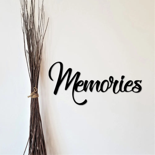 Memories Sign Metal Word Art Picture Wall Decor Travel Gifts Memories Metal Sign Steel Script Word Gallery Wall Decor - 8 inches - metal sign