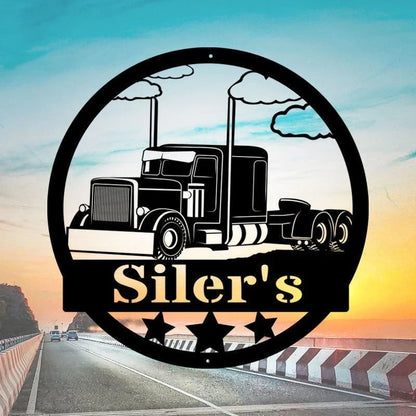 Construction Collection Big Rig Trucker 18 Wheeler Diesel Metal Sign Art Wall Decor Trucking Company - 8 inches - metal sign