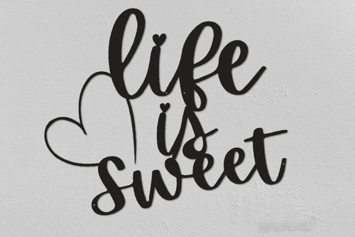 Life Is Sweet Sign living Room Wall Decor Bedroom Wall Decor Metal Wall Hanging - 8 inches - metal sign