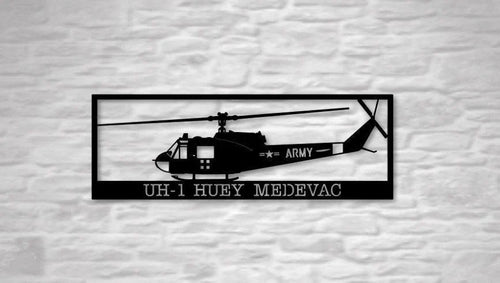 Uh1 Huey Medevac Helicopter Us Metal Sign Cut Metal Sign Wall Decor - 8 inches - metal sign