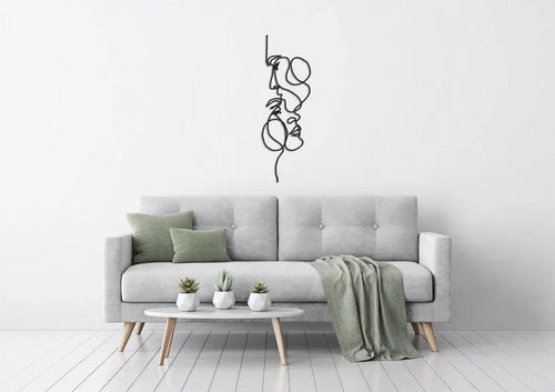 One line Two Faces Line One Line Metal Decor One Line Draw Metal Wall Decor Metal One Line Two Faces - 8 inches - metal sign