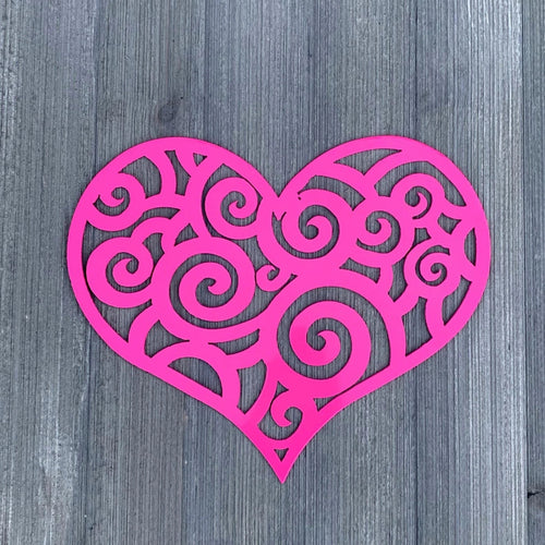 Scroll Heart Metal Sign Cutout Cut Metal Sign Wall Metal Art - 8 inches - metal sign