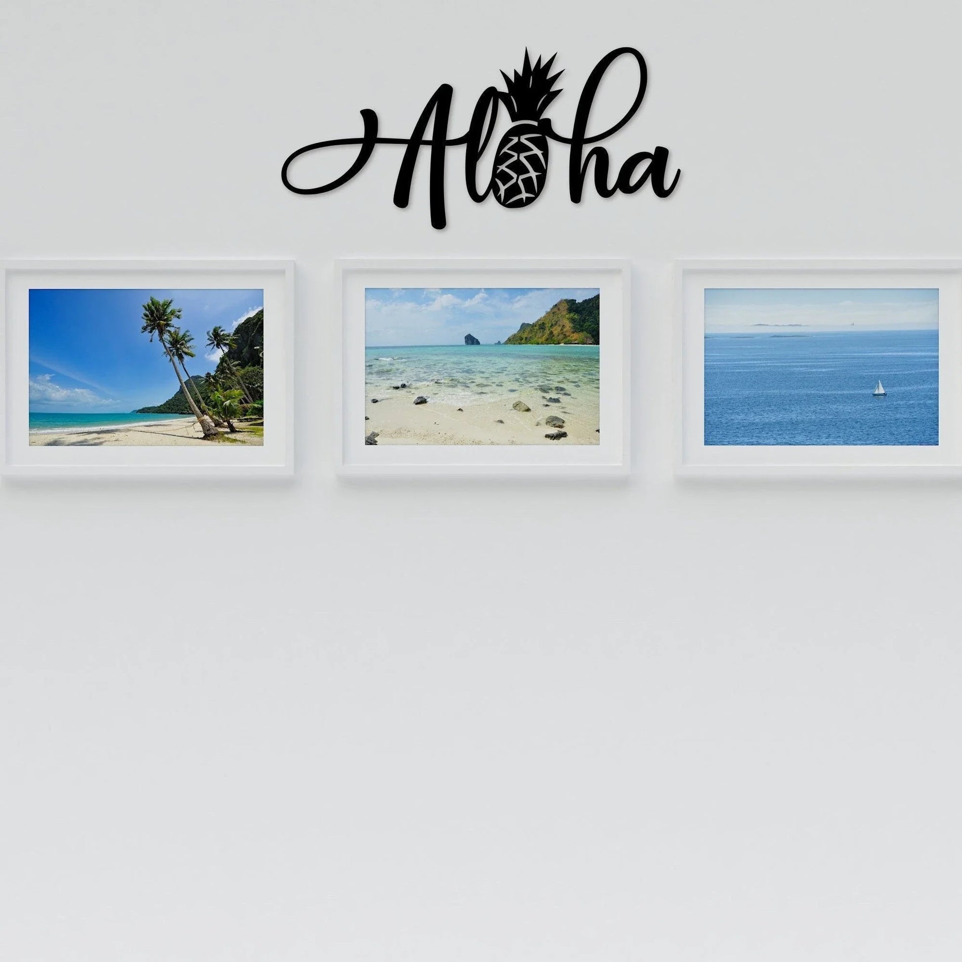 Aloha Pineapple Sign Metal Aloha With Pineapple Hawaiian Metal Word Front Door Hanging Sign Hawaii Travel Gift Outdoor Aloha Sign - 8 inches - metal sign