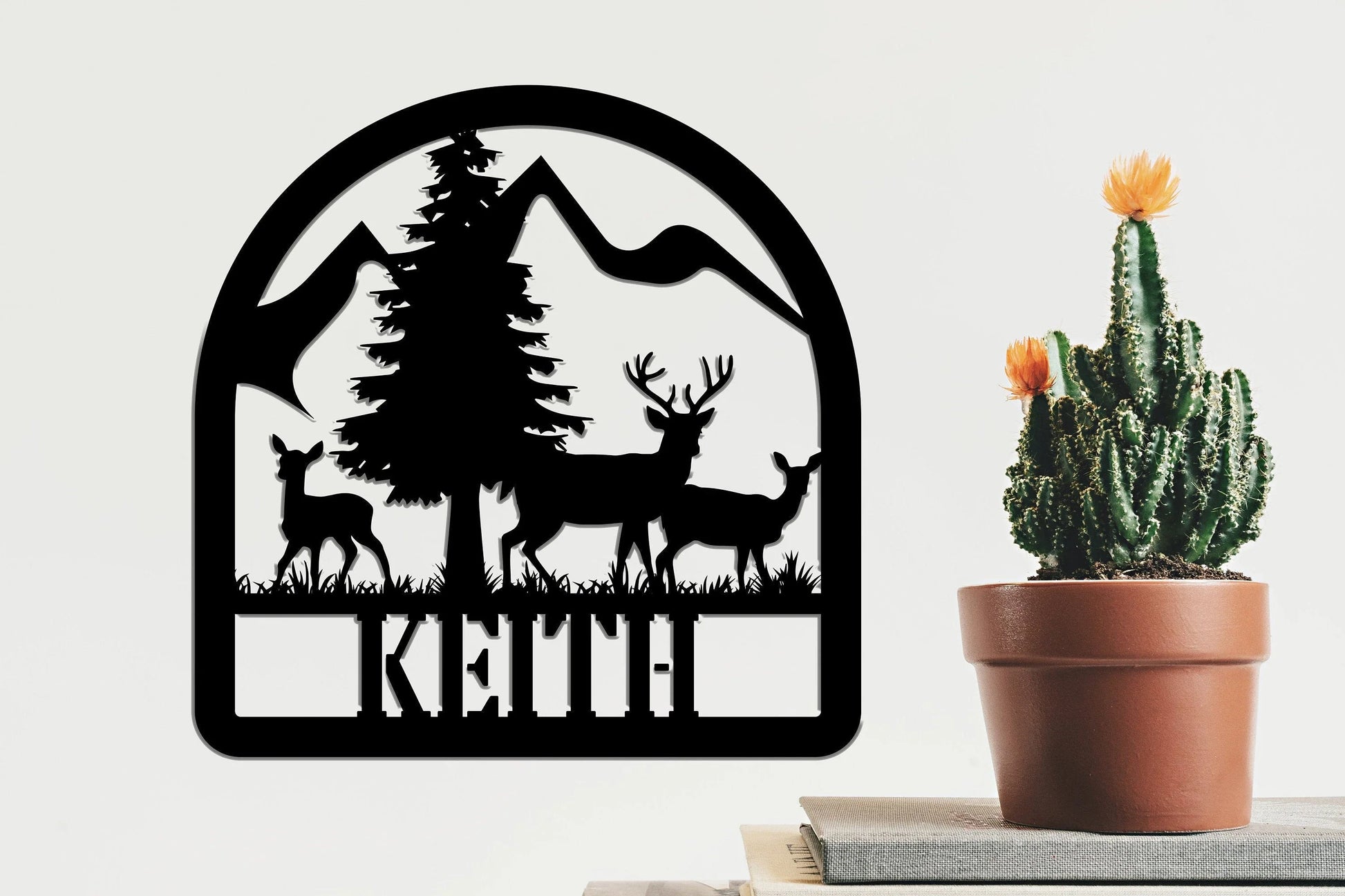 Deer Sign Deer Antler Decor Deer Hunter Gift Deer Camp Sign Christmas Gift For Him Deer Name Metal Sign Fathers Day Gift Metal Art - 8 inches - metal sign