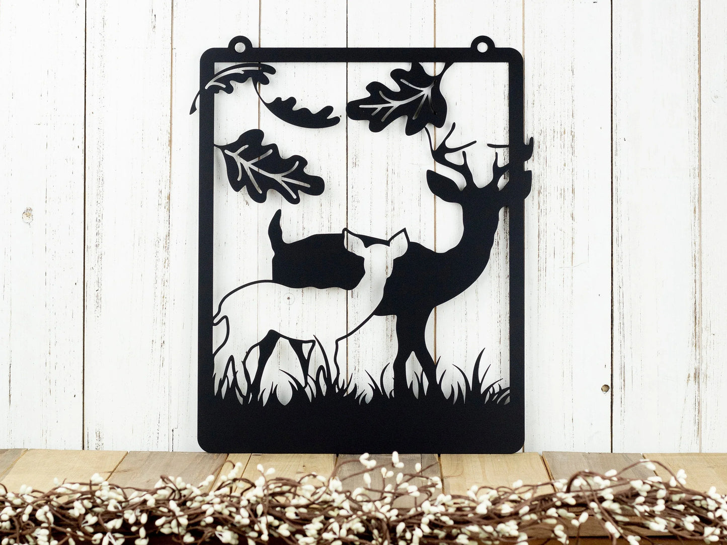 Deer Garden Hanging Black Metal Sign Fall Decor Yard Sign Outdoor Art Garden Decor - 8 inches - metal sign