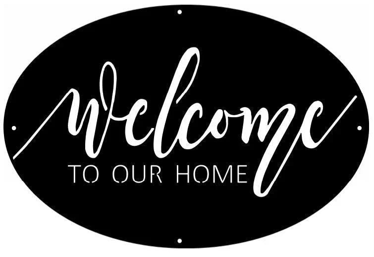 Metal Oval Welcome To Our Home Sign Metal House Sign - 8 inches - metal sign