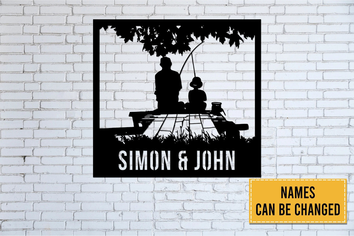 Fishing Father & Child Fishing Metal Sign Fishing Gift For Dad Dad And Son Fishing Gift For Dadfisher Lover - 8 inches - metal sign