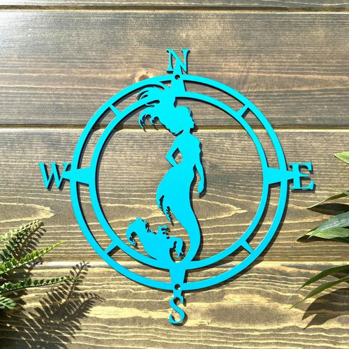 Mermaid Compass Wall Decor Cut Metal Sign Metal House Sign - 8 inches - metal sign